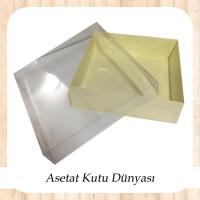 25x25x10 Altı Krem  Karton Üstü Asetat Kutu