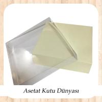 25x25x10 Altı Krem  Karton Üstü Asetat Kutu