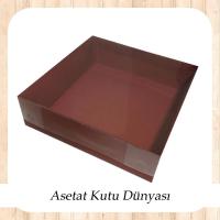 25x25x10 Altı Bordo Karton Üstü Asetat Kutu