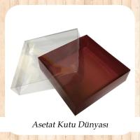 25x25x10 Altı Bordo Karton Üstü Asetat Kutu