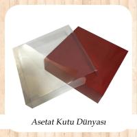 25x25x10 Altı Bordo Karton Üstü Asetat Kutu