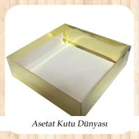 25x25x10 Altı Gold Karton Üstü Asetat Kutu