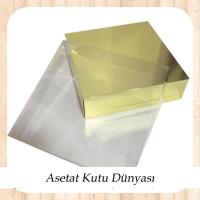 25x25x10 Altı Gold Karton Üstü Asetat Kutu