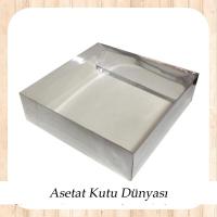 25x25x10 Altı Gümüş Karton Üstü Asetat Kutu