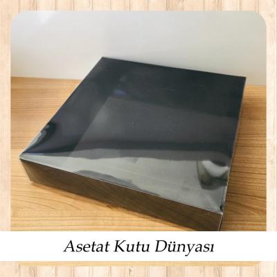 25x25x5 Altı Siyah Karton Üstü Asetat Kutu