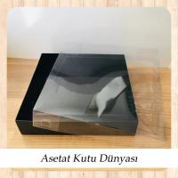 25x25x5 Altı Siyah Karton Üstü Asetat Kutu