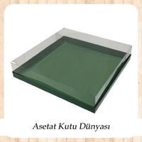 25x25x7 Altı Yeşil Karton Üstü Asetat Kutu