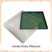 25x25x7 Altı Yeşil Karton Üstü Asetat Kutu