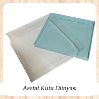 25x25x7 Altı Mavi Karton Üstü Asetat Kutu