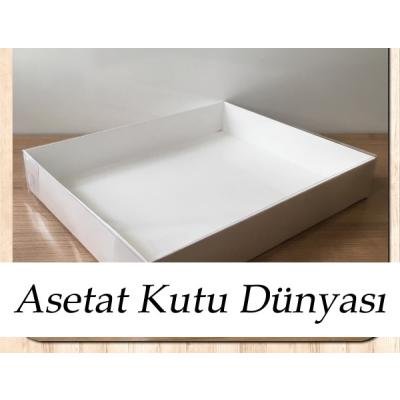 25x30x5 Altı Beyaz Karton Üstü Asetat Kutu
