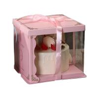 26x26x31 Pembe Yarı Kartın Yarı Asetat Pasta ve Çiçek Kutusu