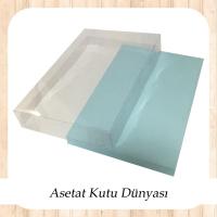 26x40x6 Altı İnce Mavi Karton Üstü Asetat Kutu