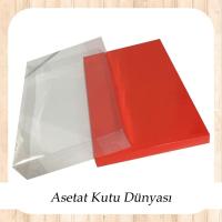 26x40x6 Altı İnce Kırmızı Karton Üstü Asetat Kutu