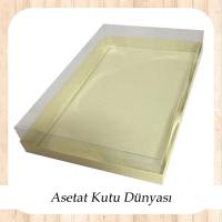 26x40x6 Altı İnce Krem Karton Üstü Asetat Kutu