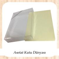 26x40x6 Altı İnce Krem Karton Üstü Asetat Kutu