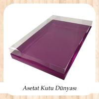 26x40x6 Altı İnce Mor Karton Üstü Asetat Kutu