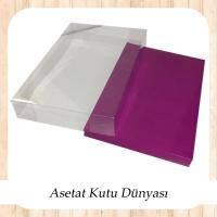 26x40x6 Altı İnce Mor Karton Üstü Asetat Kutu