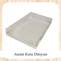 26x40x6 Altı İnce Beyaz  Karton Üstü Asetat Kutu