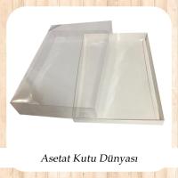 26x40x6 Altı İnce Beyaz  Karton Üstü Asetat Kutu