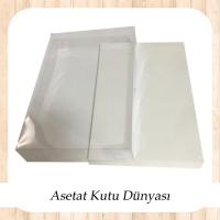26x40x6 Altı İnce Beyaz  Karton Üstü Asetat Kutu
