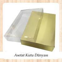26x40x7.5 Altı Gold Metalize Üstü Asetat Kutu