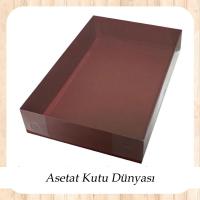 26x40x7.5 Altı Bordo Karton Üstü Asetat Kutu