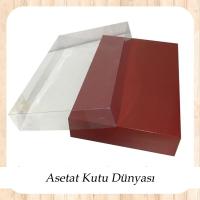 26x40x7.5 Altı Bordo Karton Üstü Asetat Kutu