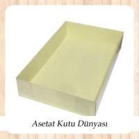 26x40x7.5 Altı Krem Karton Üstü Asetat Kutu
