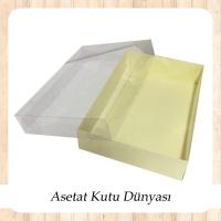 26x40x7.5 Altı Krem Karton Üstü Asetat Kutu