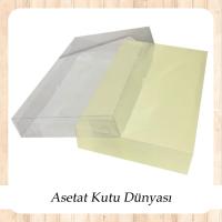 26x40x7.5 Altı Krem Karton Üstü Asetat Kutu