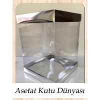 30x30x40 Altı Gümüş Metalize Karton Üstü Asetat Kutu
