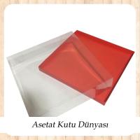 30x30x7 Altı Kırmızı Karton Üstü Asetat Kutu