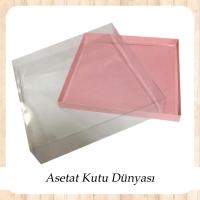 30x30x7 Altı Pembe Karton Üstü Asetat Kutu