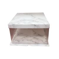 33.5x33.5x18 Beyaz Mermer Desen Yarı Karton Yarı Asetat Kutu