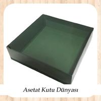 35x35x10 Altı Yeşil Karton Üstü Asetat Kutu