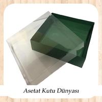 35x35x10 Altı Yeşil Karton Üstü Asetat Kutu
