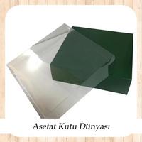 35x35x10 Altı Yeşil Karton Üstü Asetat Kutu