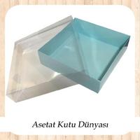 35x35x10 Altı Mavi Karton Üstü Asetat Kutu