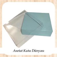 35x35x10 Altı Mavi Karton Üstü Asetat Kutu