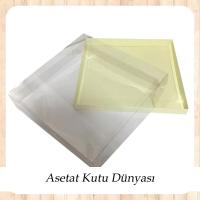 35x35x7 Altı Krem Karton Üstü Asetat Kutu