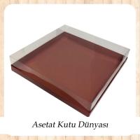 35x35x7 Altı Bordo Karton Üstü Asetat Kutu