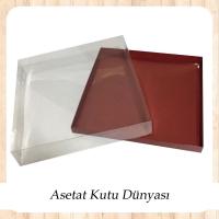 35x35x7 Altı Bordo Karton Üstü Asetat Kutu