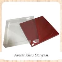 35x35x7 Altı Bordo Karton Üstü Asetat Kutu