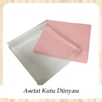 35x35x7 Altı Pembe Karton Üstü Asetat Kutu