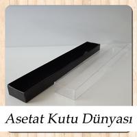4x24x2 Ölçülü Altı Siyah Karton Üstü Asetat Kutu