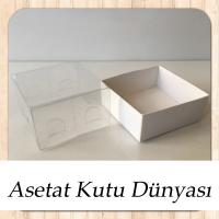 5x5x3 Altı Beyaz Karton Üstü Asetat Kutu