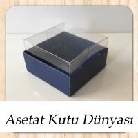 5x5x3 Altı Lacivert Karton Üstü Asetat Kutu