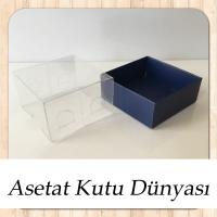 5x5x3 Altı Lacivert Karton Üstü Asetat Kutu