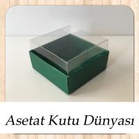 5x5x3 Altı Yeşil Karton Üstü Asetat Kutu