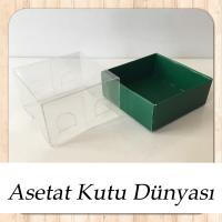 5x5x3 Altı Yeşil Karton Üstü Asetat Kutu